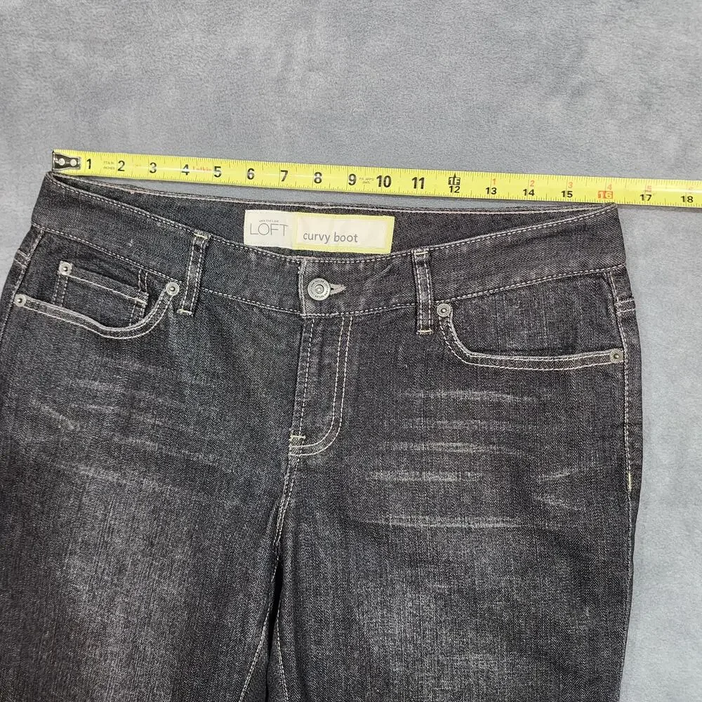 Ann Taylor Loft Curvy Boot‎ Bootcut Distressed Black Size 8 - Picture 7 of 9